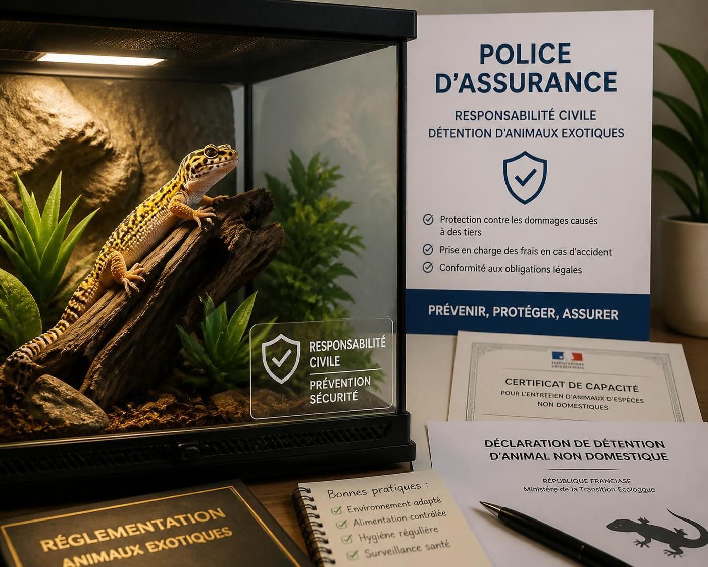 découvrez notre assurance dédiée aux reptiles exotiques détenus sous certificat de capacité, offrant protection complète adaptée à vos animaux et garantissant votre tranquillité d'esprit.