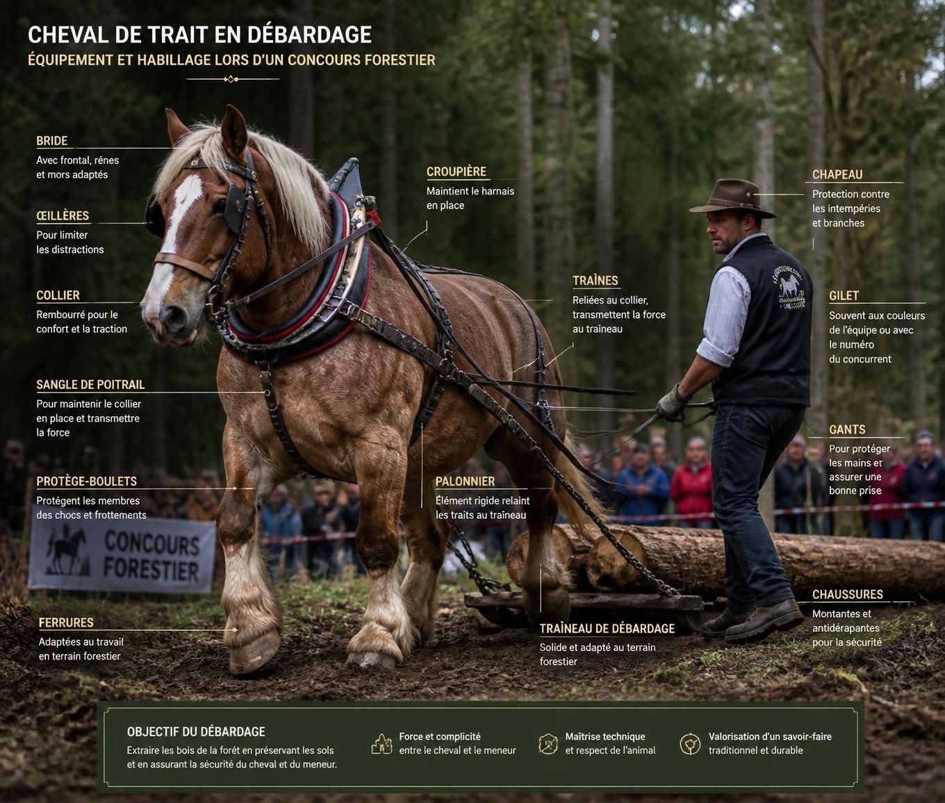 découvrez comment bien couvrir un cheval de trait lors des concours de débardage forestier pour assurer son confort et sa protection tout au long de la compétition.
