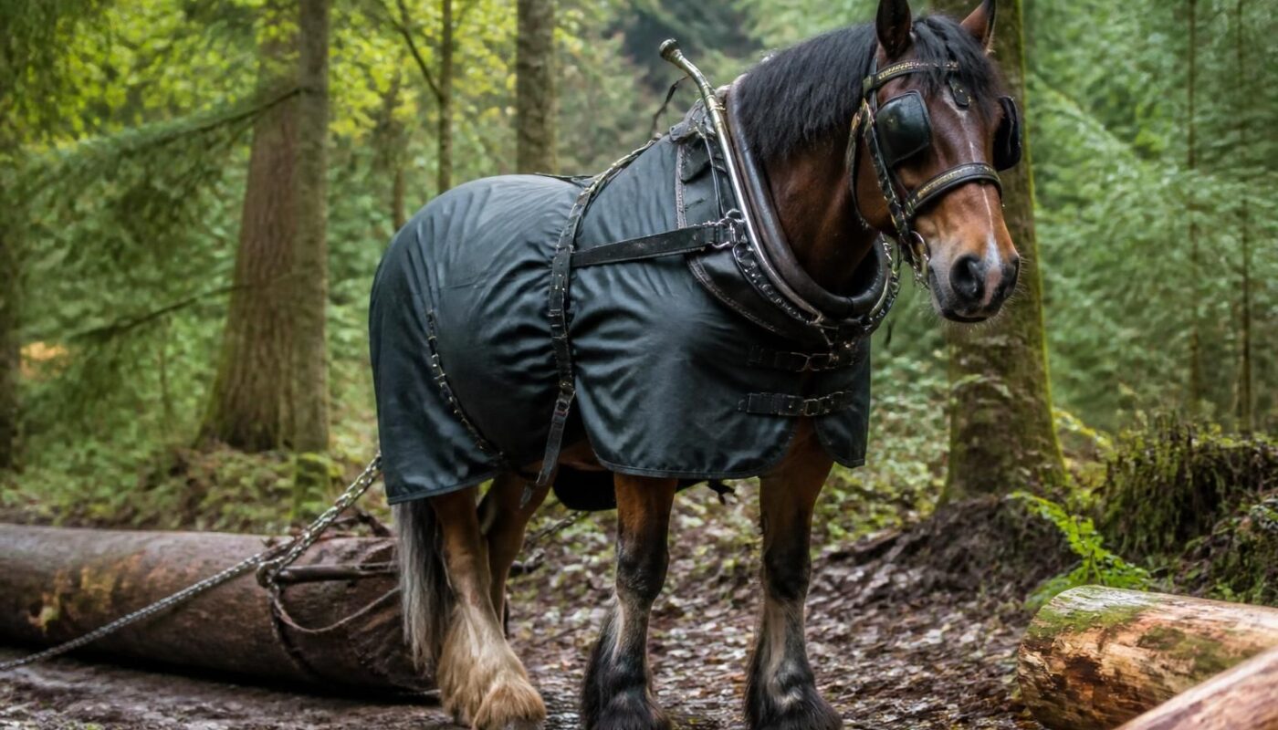 découvrez comment choisir et poser une couverture adaptée pour un cheval de trait participant à des concours de débardage forestier afin de le protéger efficacement pendant ses efforts.