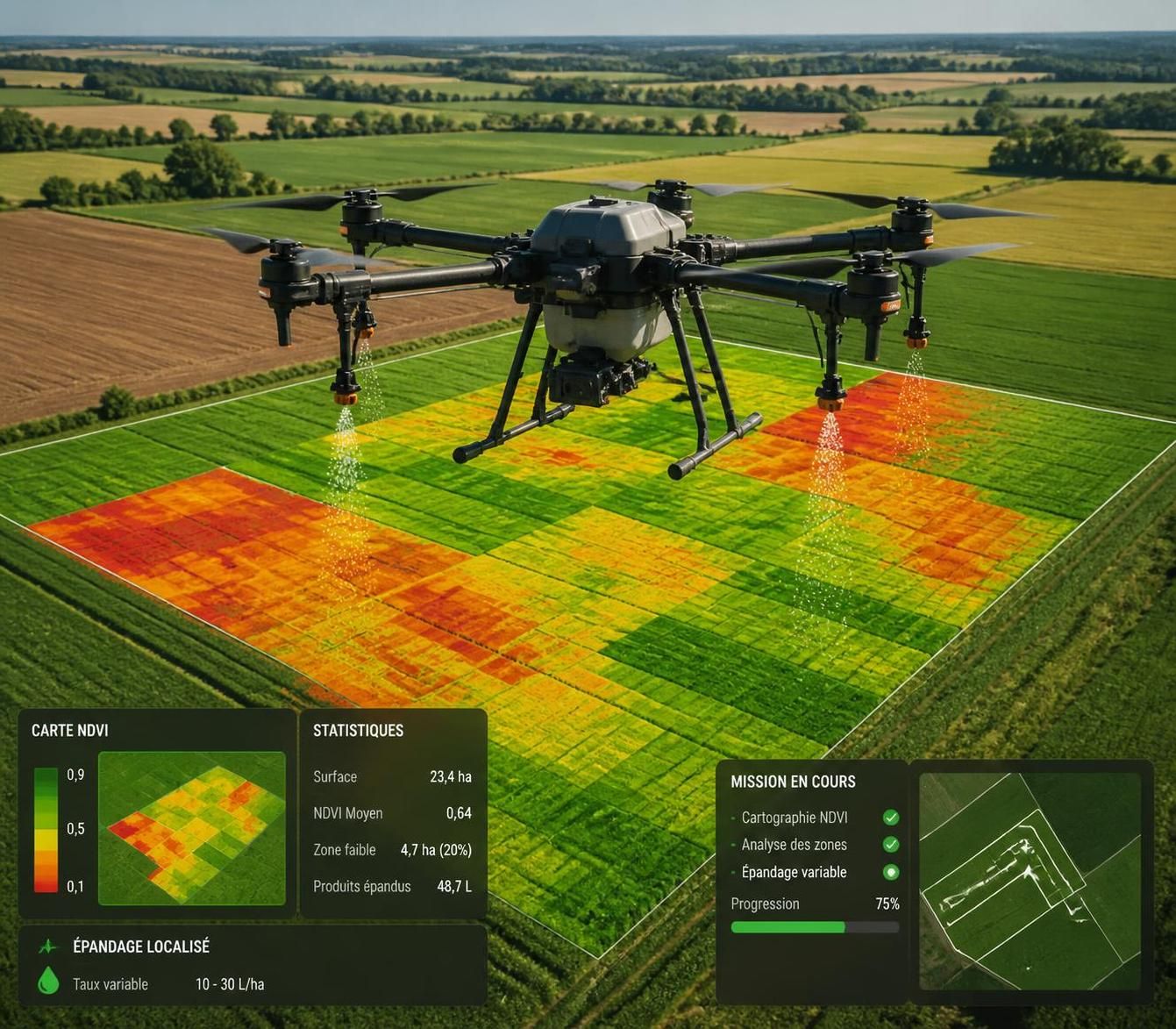 découvrez notre assurance spécialisée pour drone agricole de pulvérisation de plus de 25 kg, offrant une protection complète contre les risques spécifiques à votre équipement professionnel.