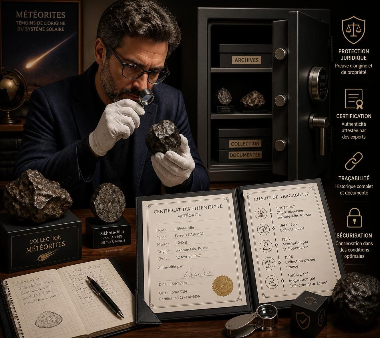 assurez la protection juridique de votre collection de météorites importées légalement grâce à notre expertise spécialisée, garantissant sécurité et conformité pour vos précieux trésors célestes.