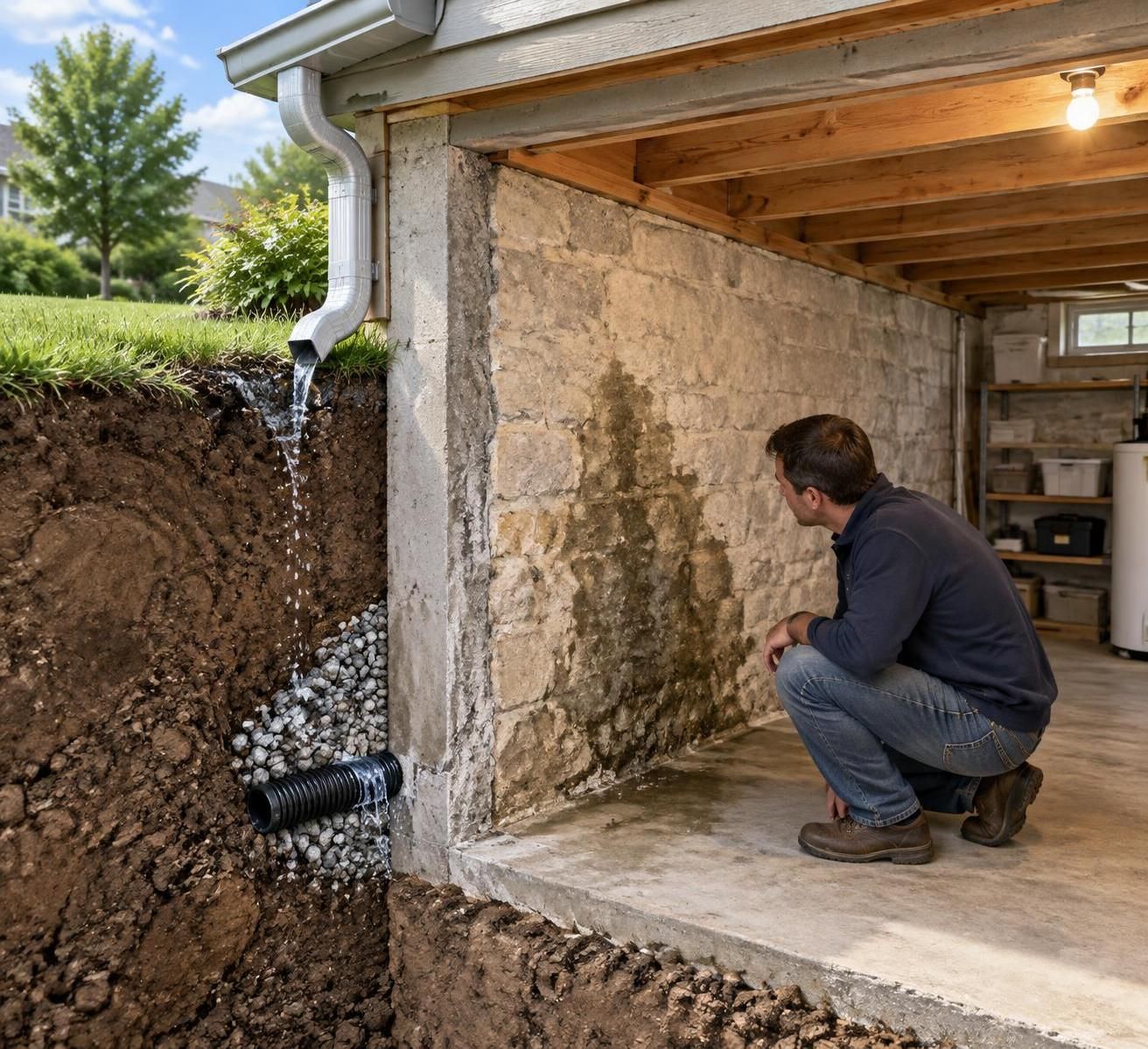 découvrez les solutions contre l’humidité dans un sous-sol enterré, des traitements les moins coûteux aux travaux les plus importants.