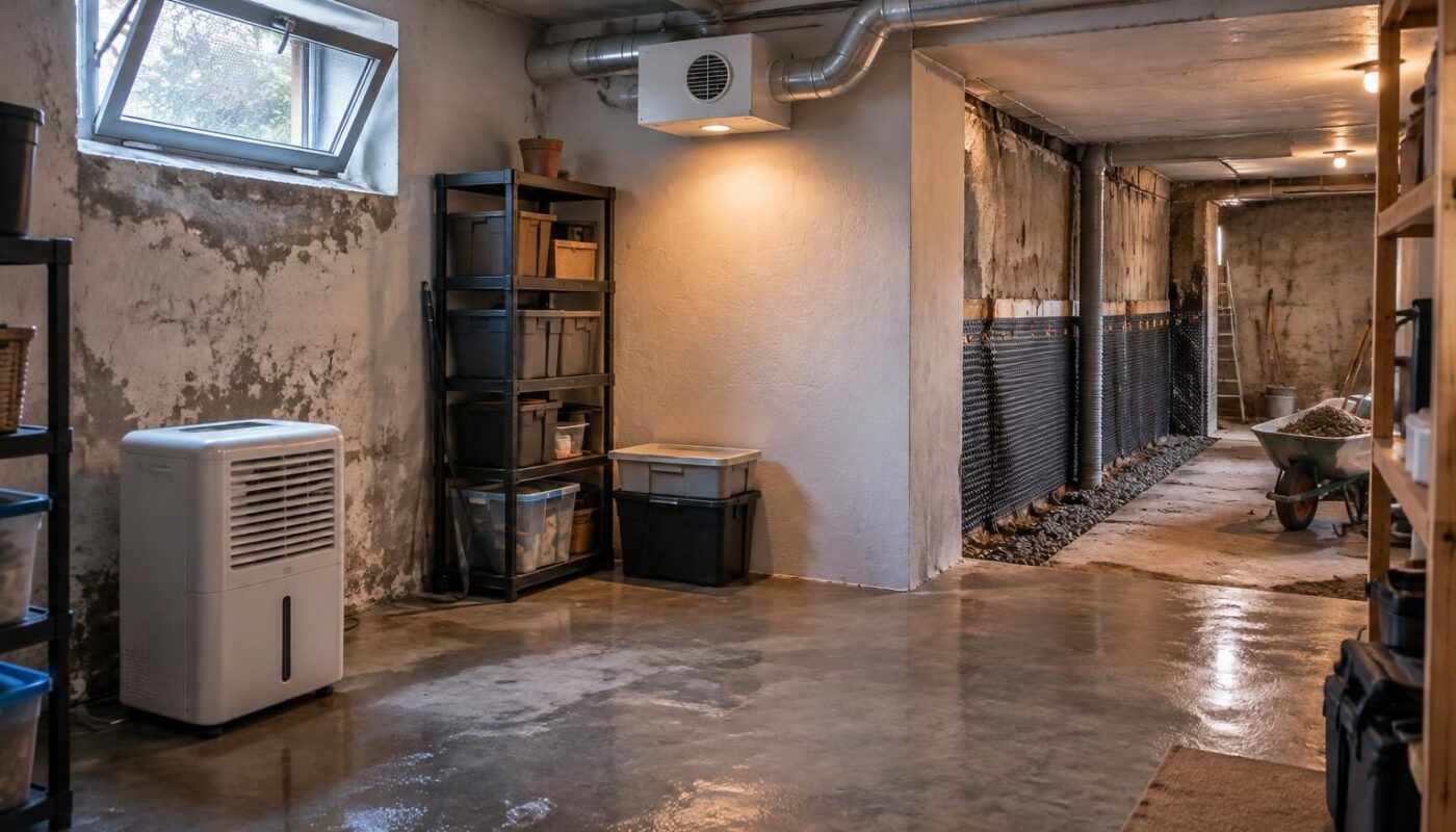 découvrez les solutions contre l’humidité dans un sous-sol enterré, du traitement le moins coûteux aux travaux les plus importants.